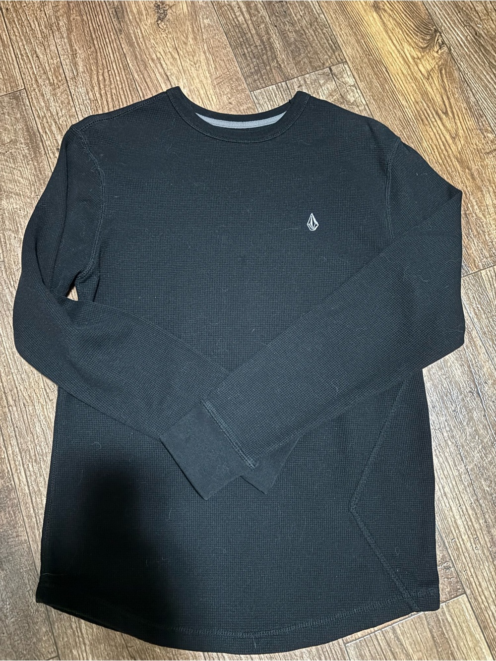 Volcom Men’s Black Long Sleeve Waffle Crew Sweatshirt